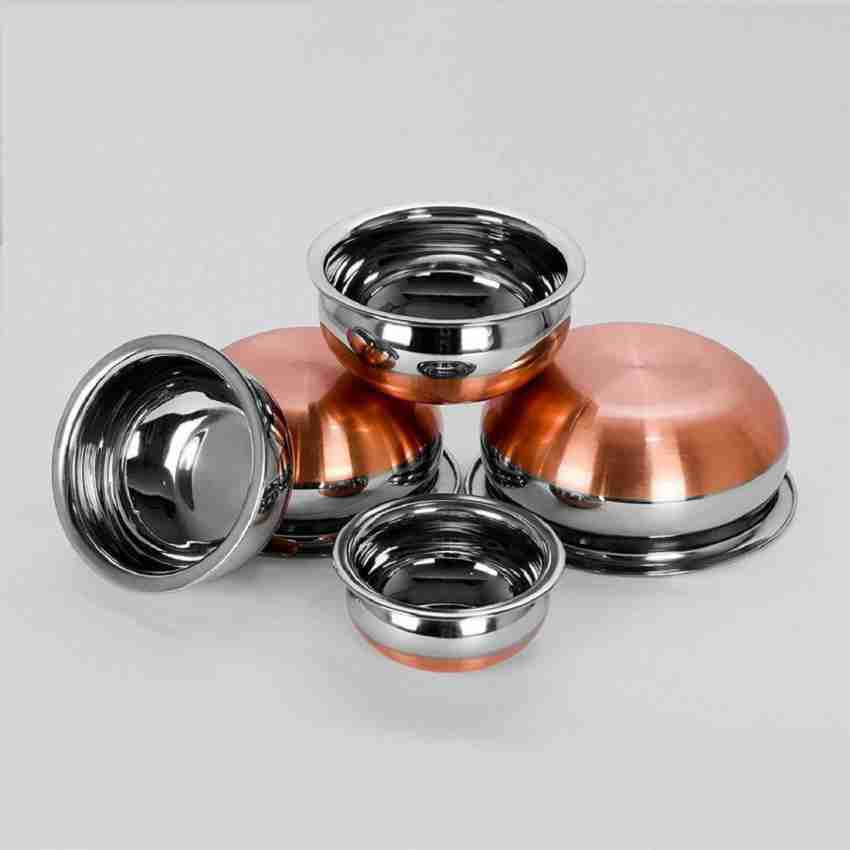  Dealnicy Stainless Steel Copper Bottom Cookware Set with Lid, Tope with lid, Patila, Tapeli, Kitchen Cooking and Serving Bowl, Dining  Set