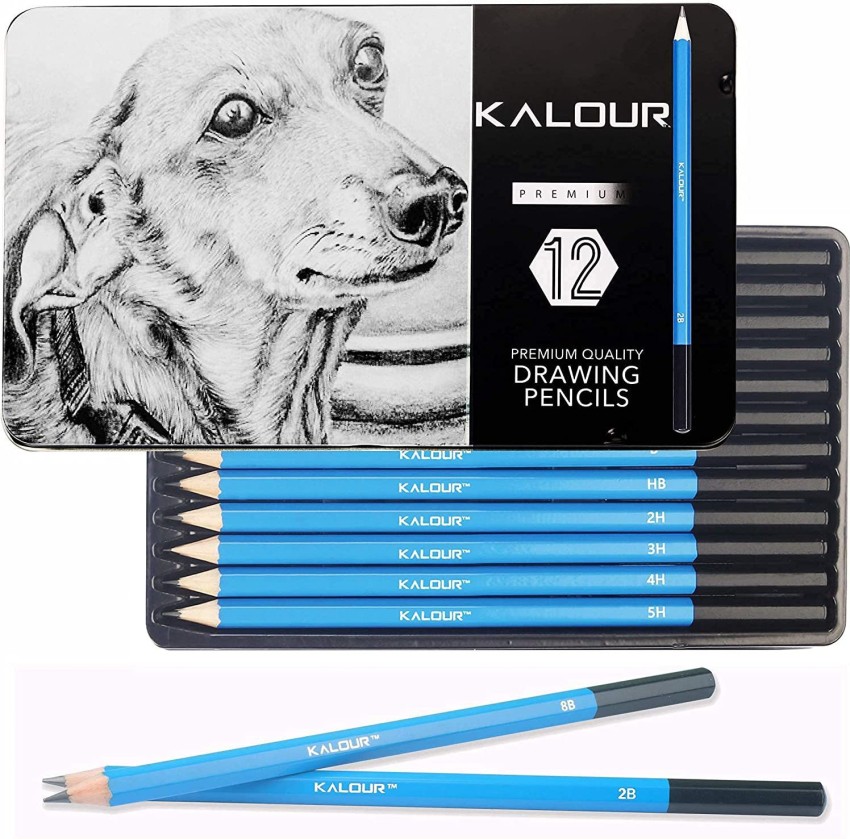 Drawing Sketching Pencil Set In Tin 12 peice Graphite Pencils 8B-2H  Professional