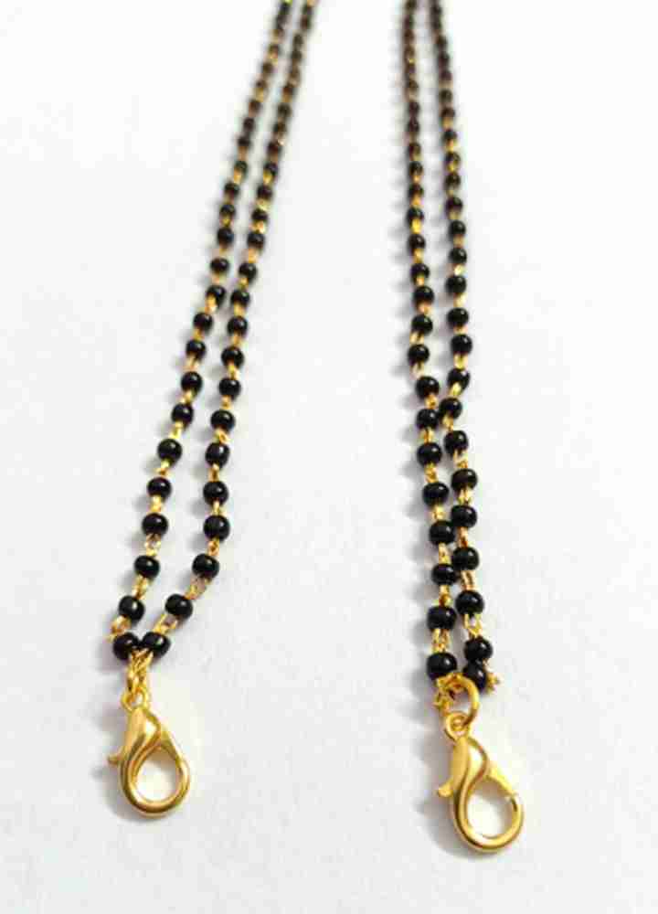 Small black beads chain on sale designs