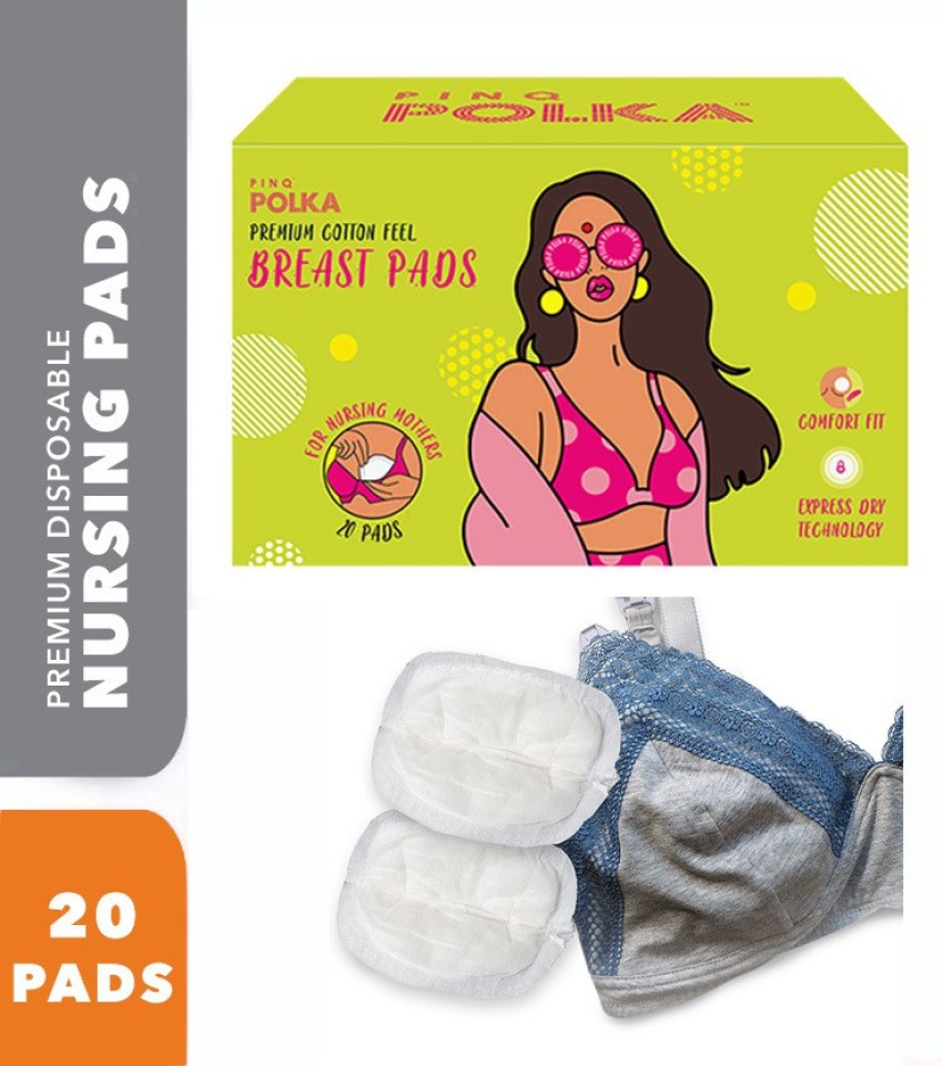 PINQ POLKA 20 Disposable Nursing Breast Pads, Discreet and Super