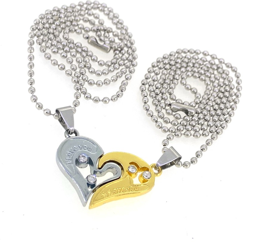 Devora 2pcs Love forever Couple Heart pendent Locket With Chain for  Valentine's Day Rhodium Stainless Steel Pendant Price in India - Buy Devora  2pcs Love forever Couple Heart pendent Locket With Chain