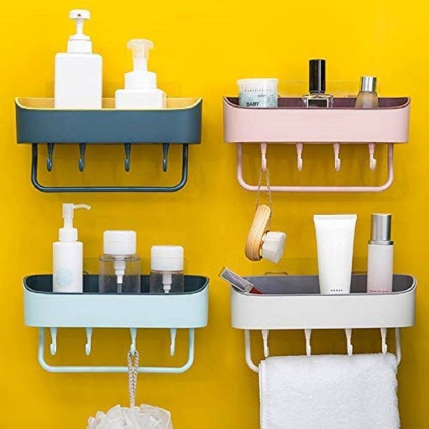 Bathroom Self-adhesive Shampoo Shelves Shower Towel Storage Rack