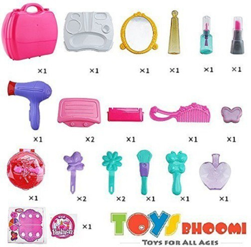 Barbie doll kitchen online set and makeup set