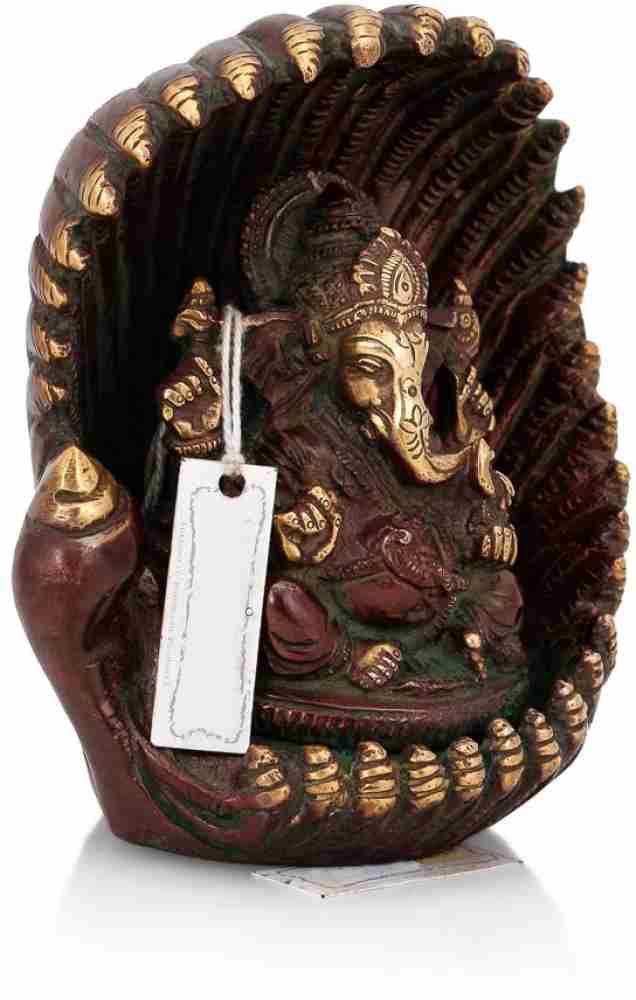 Hindu shops bronze conch shell with Ganesh carvings