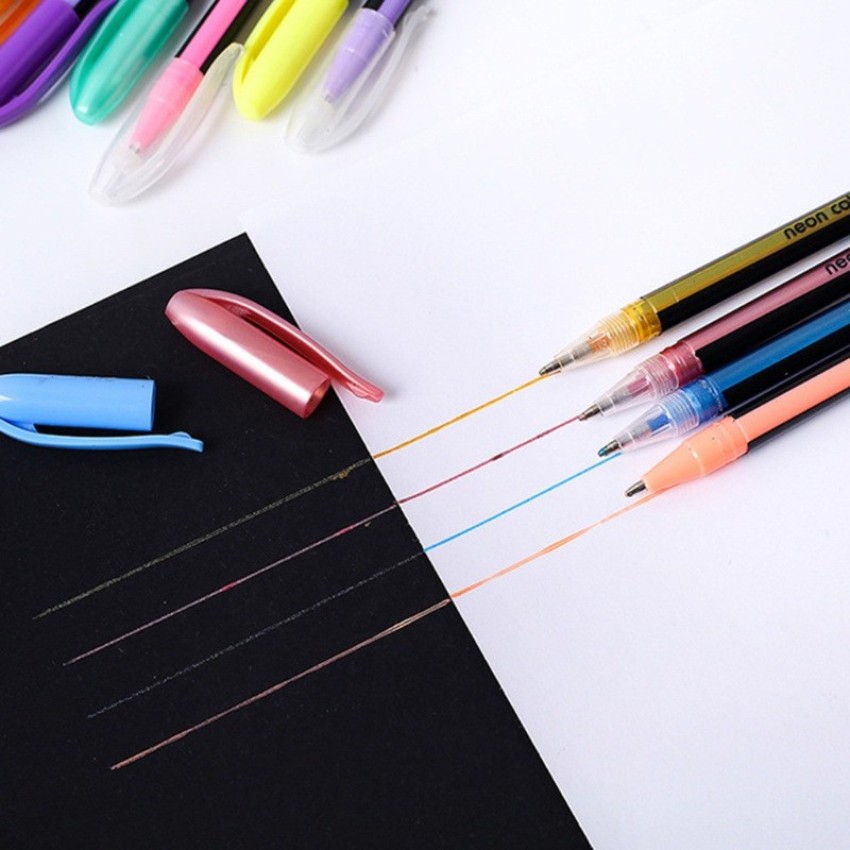 12pcslot Gel Pen Set Refills Metallic Pastel Neon Glitter Sketch Drawing  Color Pen School Stationery Marker For Kids Gifts  Art Markers  AliExpress