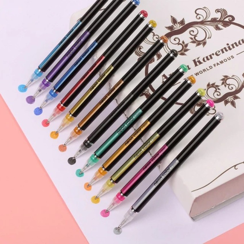 12243648 Colors Gel Pen Set Portable Glitter Drawing Gel Pens Art  Supplies Office School Stationery Gel Pen Writing Tools  Fruugo NO