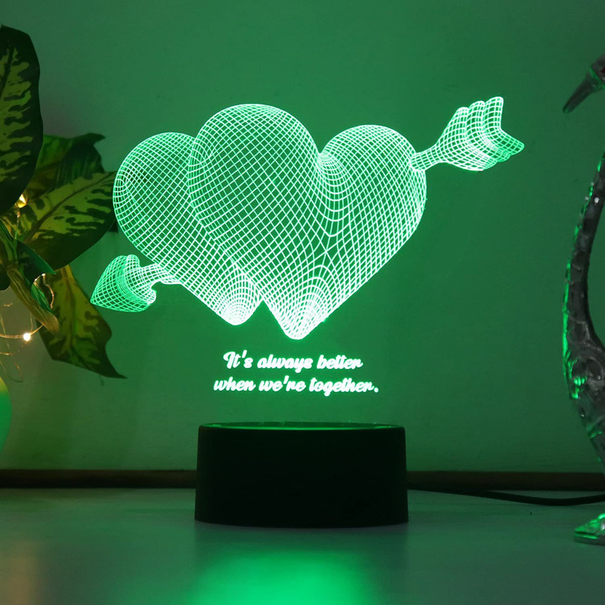 StarLaser 3D Double Heart Shape Acrylic led Night lamp Customized with Any Name and Text Romantic Gift for Wife Husband Lover Anniversary Birthday Table Lamp Price in India Buy StarLaser 3D