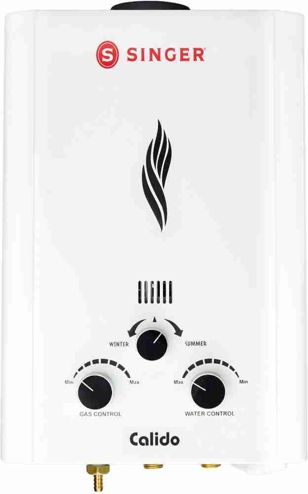 Singer 6 L Gas Water Geyser (Calido, White) Price in India - Buy Singer 6 L  Gas Water Geyser (Calido, White) online at Flipkart.com