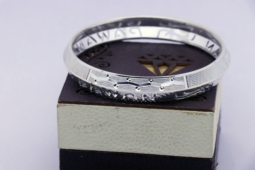 Silver kada with name on sale design