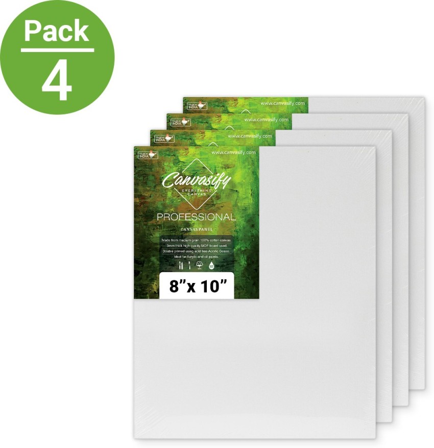 Canvasify Mini Cotton Canvas Board Artist Canvas Boards for  Painting - 3 X 3(Pack of 10) Cotton Medium Grain Pre Stretched Canvas  (Set of 10) 