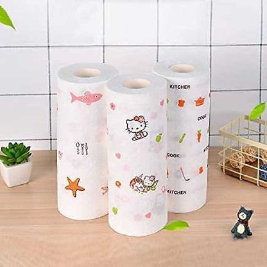 Buy Non-woven Reusable and Washable Kitchen Printed Tissue Roll Non-stick  Oil Absorbing Paper Roll Kitchen Special Paper Towel Wipe Paper Dish Cloth  Cleaning Cloth (Pack Of 1) Online at Best Prices in