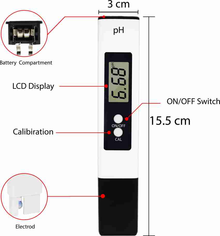 SHAPURE Ph Meter with ±0.1 High Accuracy Quality Tester with 0.00-14.00pH  Measurement Range for Household Drinking Water,Aquarium,Swimming Pools  (white) Digital pH Meter Price in India Buy SHAPURE Ph Meter with ±0.1