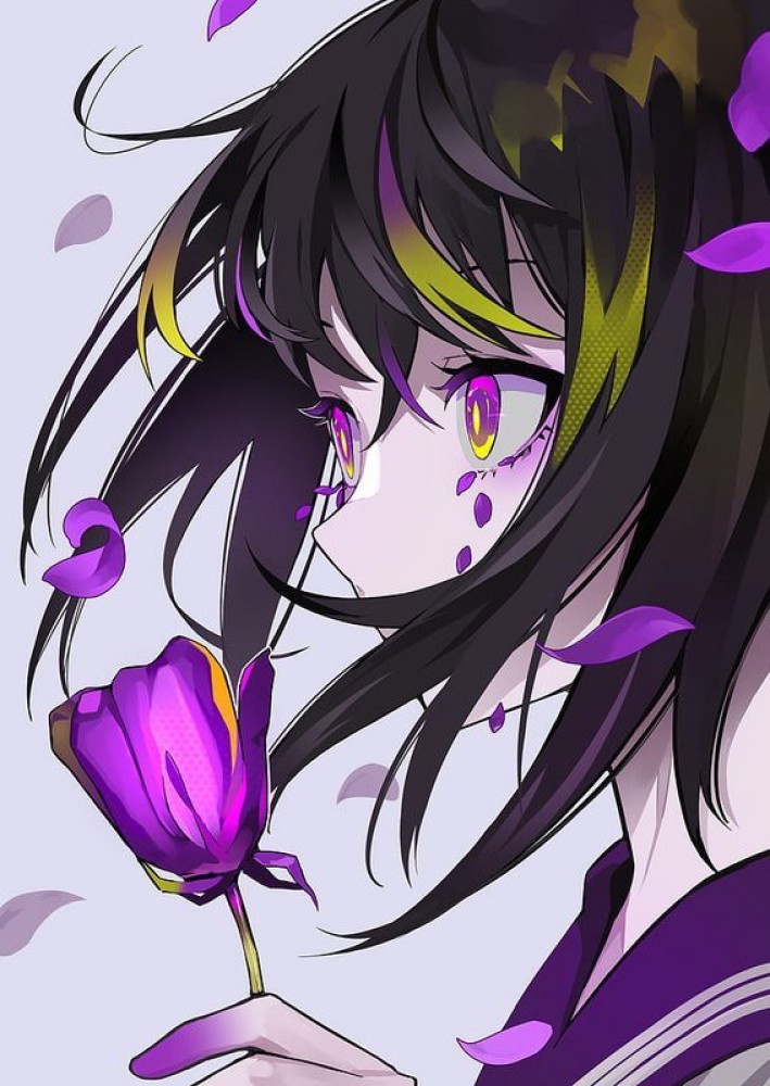 Download Aesthetic Anime Boy Purple Flowers Wallpaper  Wallpaperscom
