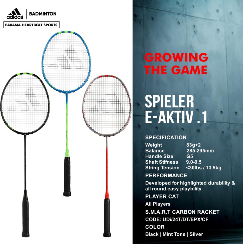 ADIDAS Spieler E Aktiv.1 Black Black Strung Badminton Racquet