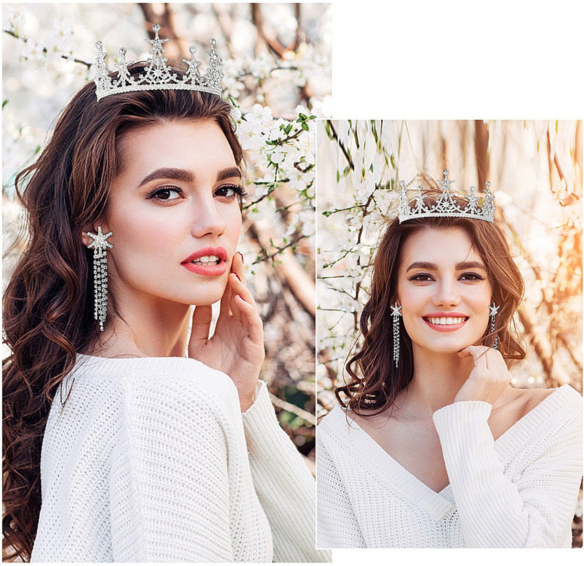 HASTHIP Women s Tiara Crown Earrings Jewelry Set Hairband Crystal Princess Crown Hair Hair Accessory Set Price in India Buy HASTHIP Women s Tiara Crown Earrings Jewelry Set Hairband Crystal Princess C...