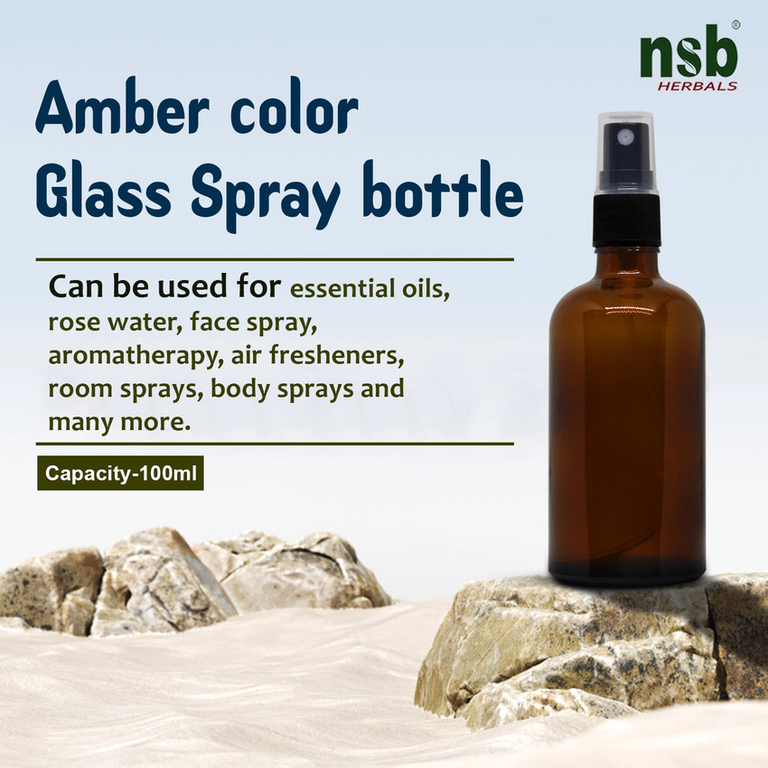 Amber glass shop spray bottles