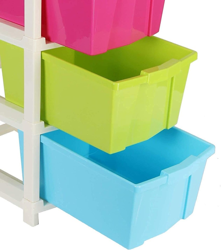 Young wolf 5 Layer Foldable Multipurpose Plastic Rectangular Modular Drawer  Organizer Boxes Storage Rack Basket ( Extra Large Multi Color) , 30x39x86  cm Plastic Free Standing Cabinet Price in India - Buy
