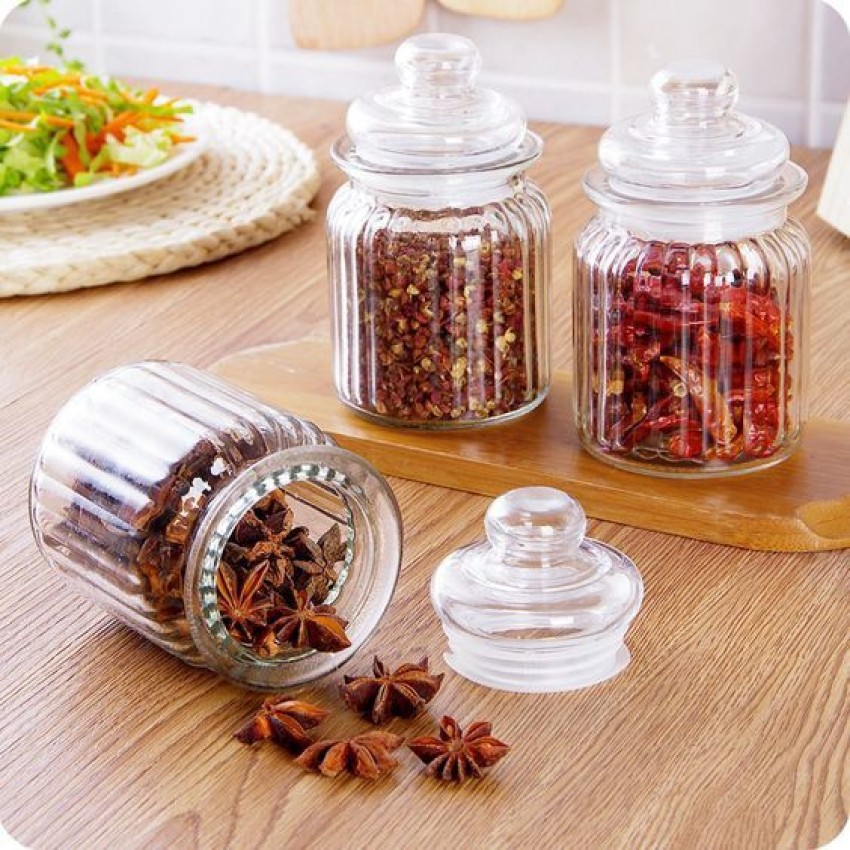 Pop Jar With Glass 350 ML Air Tight Lid Pickle Spice Food Storage