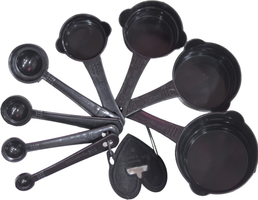 Rinkle Trendz Black Measuring Cups and Spoons Set 8 Pieces Set