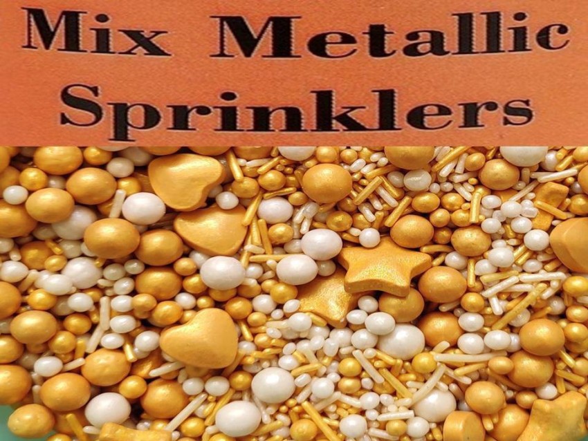 Metallic Gold Pearl Mix Sprinkles Various Sizes Edible Pearls Cake  Decorations