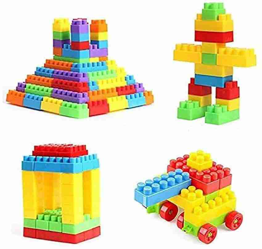 RUTV Car Shaped Building Blocks for Kids with Wheel 56 Pieces