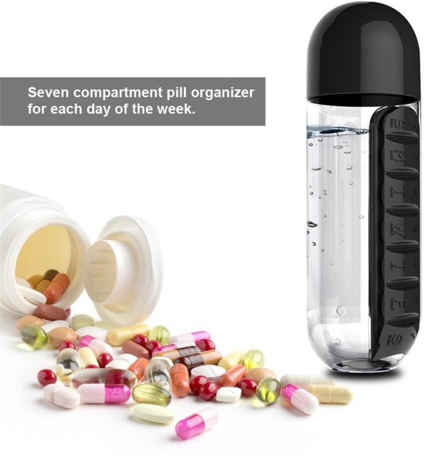 Combine Daily Pill & Vitamin Box Organizer with Water Bottle