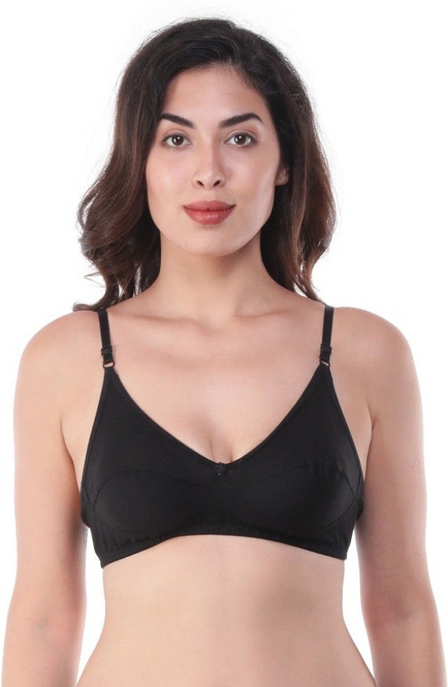 Women Full Coverage Non Padded Front Open Bra Black Color, 56% OFF