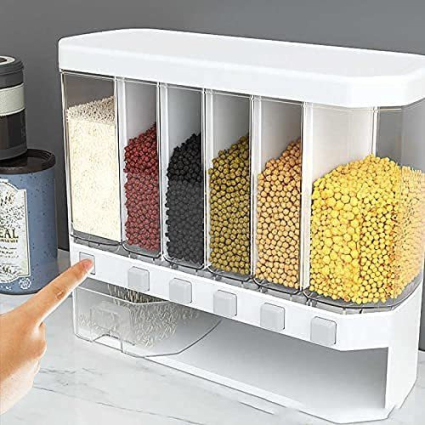 Flipkart SmartBuy 4 in 1 Easy Flow Cereal Dispenser for Kitchen Round Shape  Glass Grain StorageBox - 10000 ml Plastic Grocery Container