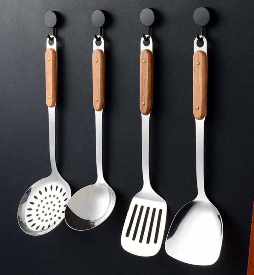 5pcs/set Large Silicone Kitchen Utensil Set, Includes Spatula, Slotted  Turner, Serving Spoon, Soup Ladle And Skimmer
