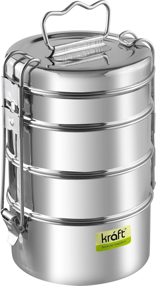 Stainless Steel Lunch Box/Food Container Four Tier Compartment with Handle