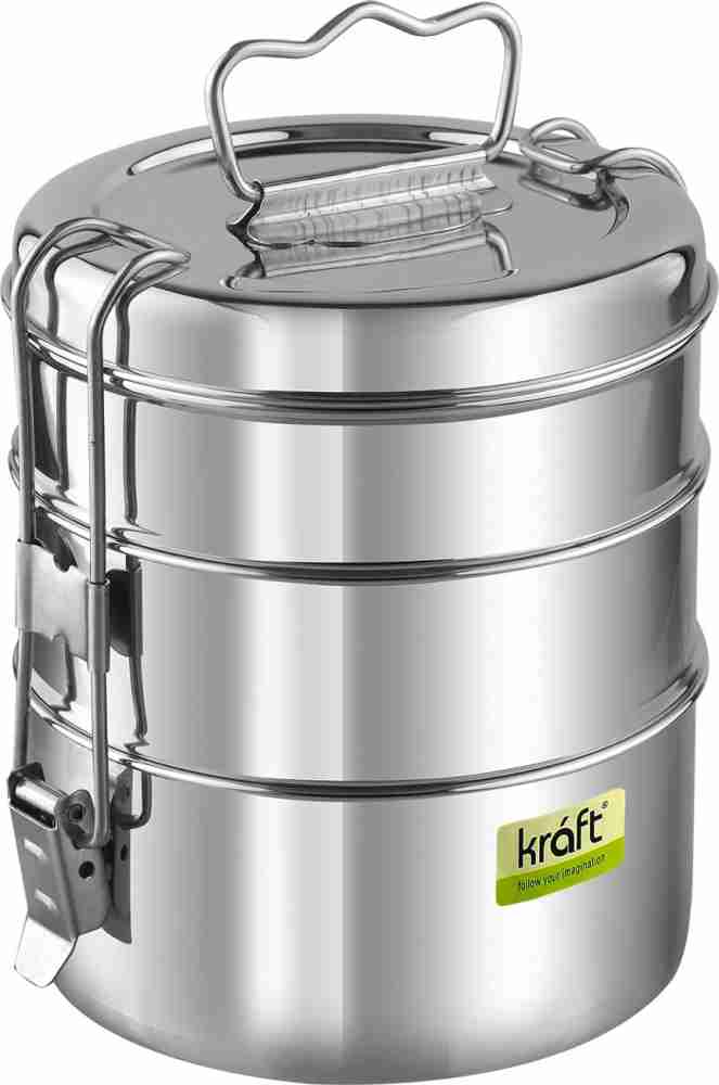 Stainless Steel Lunch Box/Food Container Four Tier Compartment with Handle