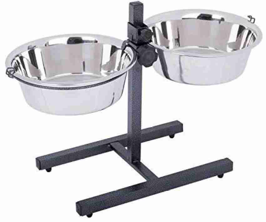 Pet Supplies : Elevated Dog Bowls, 3'' -18'' Adjustable Raised Dog Bowl  Stand with 2 Removable Stainless Steel Dog Food Bowls Non-Slip Rubber Base  Iron Stand H-Base Double Bowl Stand Dog Feeder