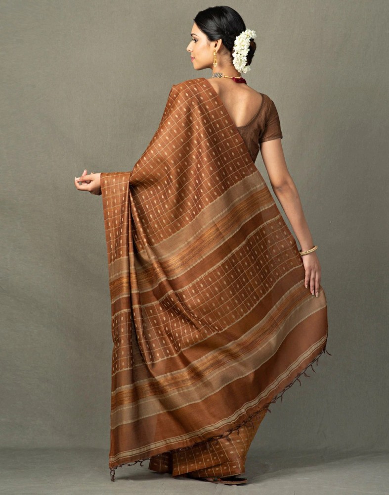 Buy Fabindia Woven Bollywood Tussar Silk Brown Sarees Online @ Best Price  In India