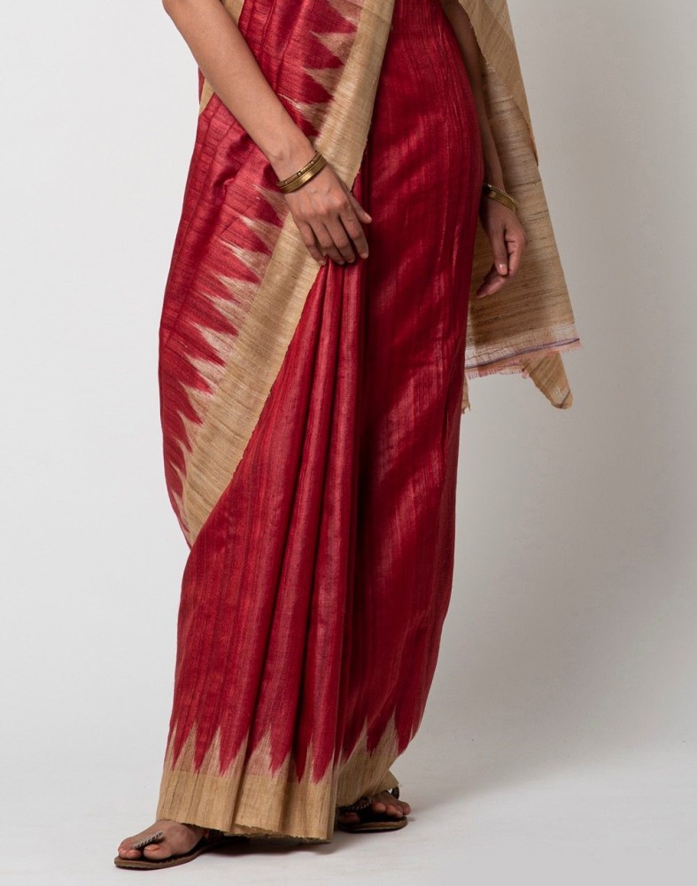 Buy Fabindia Solid Plain Bollywood Tussar Silk Red Sarees Online Best Price In India Flipkart