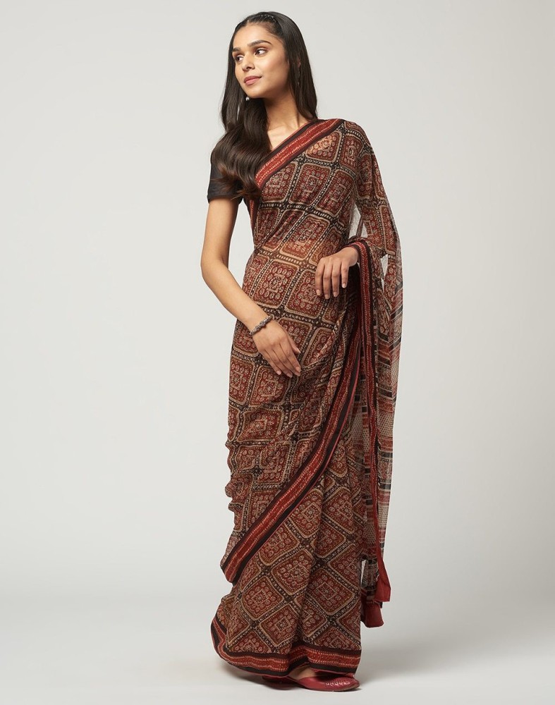 Buy Fabindia Printed Bollywood Pure Cotton Pink Sarees Online @ Best Price  In India | Flipkart.com