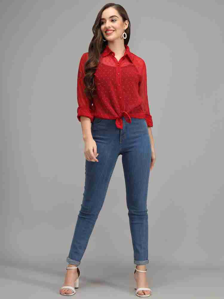 FUNDAY FASHION Women Self Design Casual Red Shirt Buy FUNDAY FASHION Women Self Design Casual Red Shirt Online at Best Prices in India Flipkart