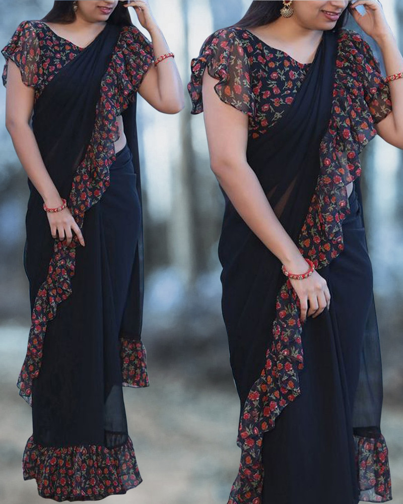 Ruffle saree online flipkart deals