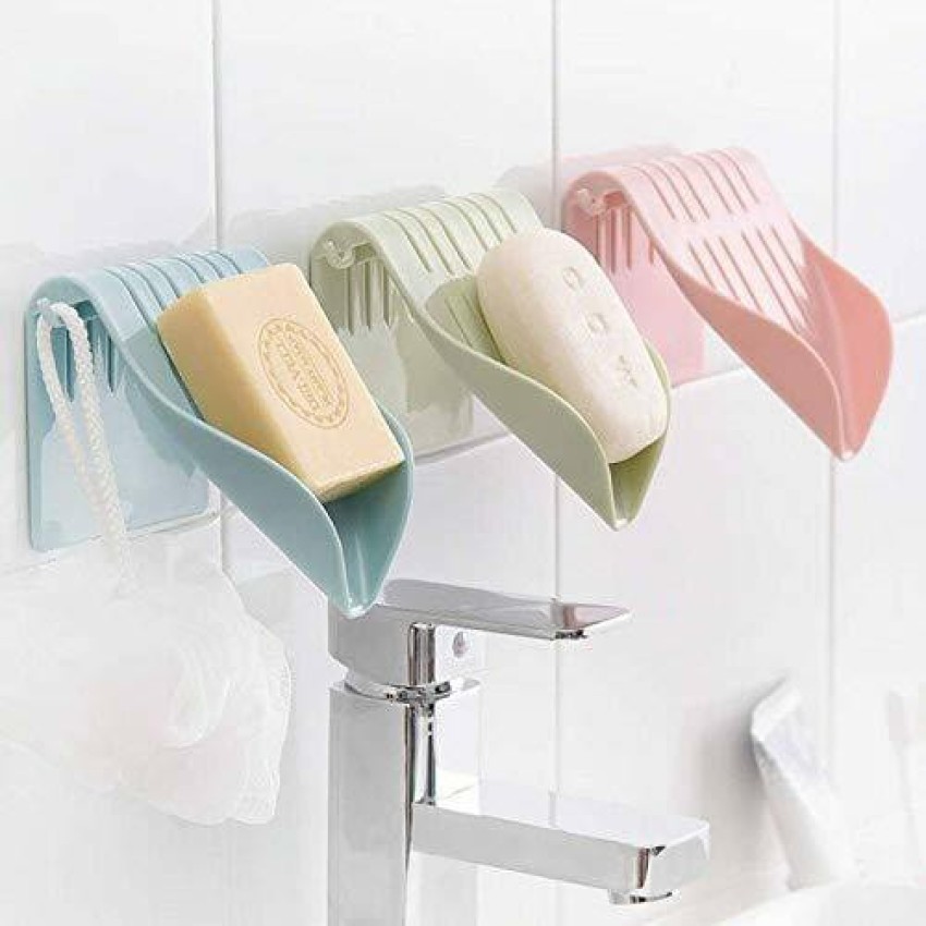 Soap Dish Drain Wall Mount Adhesive Soap Holder Bathroom Shower Storage Box  Gift