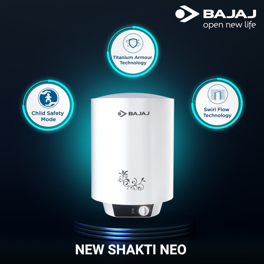 BAJAJ 10 L Storage Water Geyser (10L New Shakti Neo 150872, White) Price in  India - Buy BAJAJ 10 L Storage Water Geyser (10L New Shakti Neo 150872,  White) online at Flipkart.com