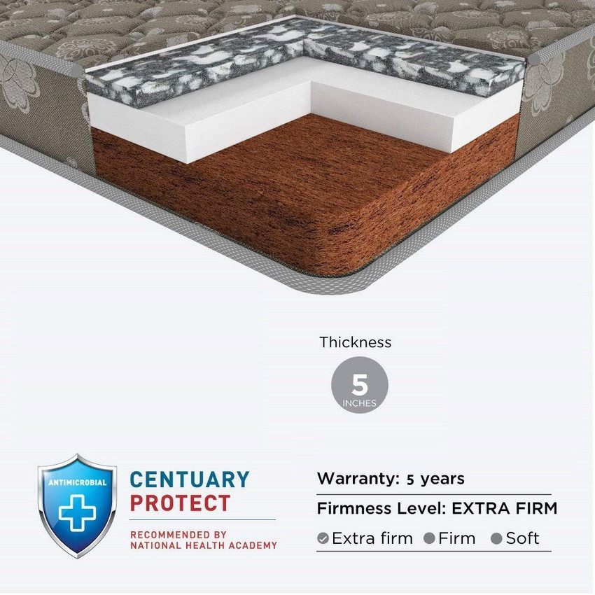 Centuary Dr.Sleep Orthopaedic 5 inch Queen Coir Mattress Price in