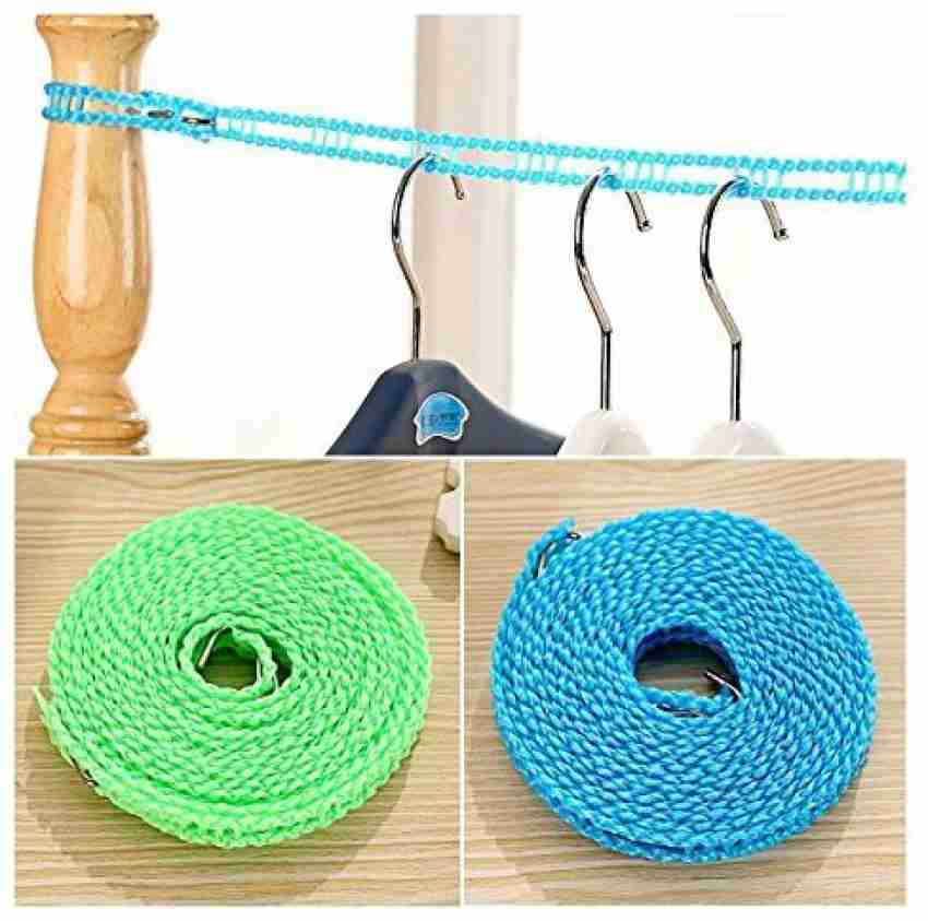 Non-Slip Clothesline,Adjustable Clothes Lines for Hanging Clothes Outside -  Perfect Clothes Line, Hanger for Indoor Outdoor Camping Travel & Home Use