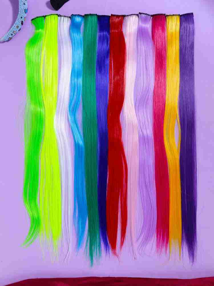 12 PCS Pink Hair Extensions Clip in, Colored Party Highlights