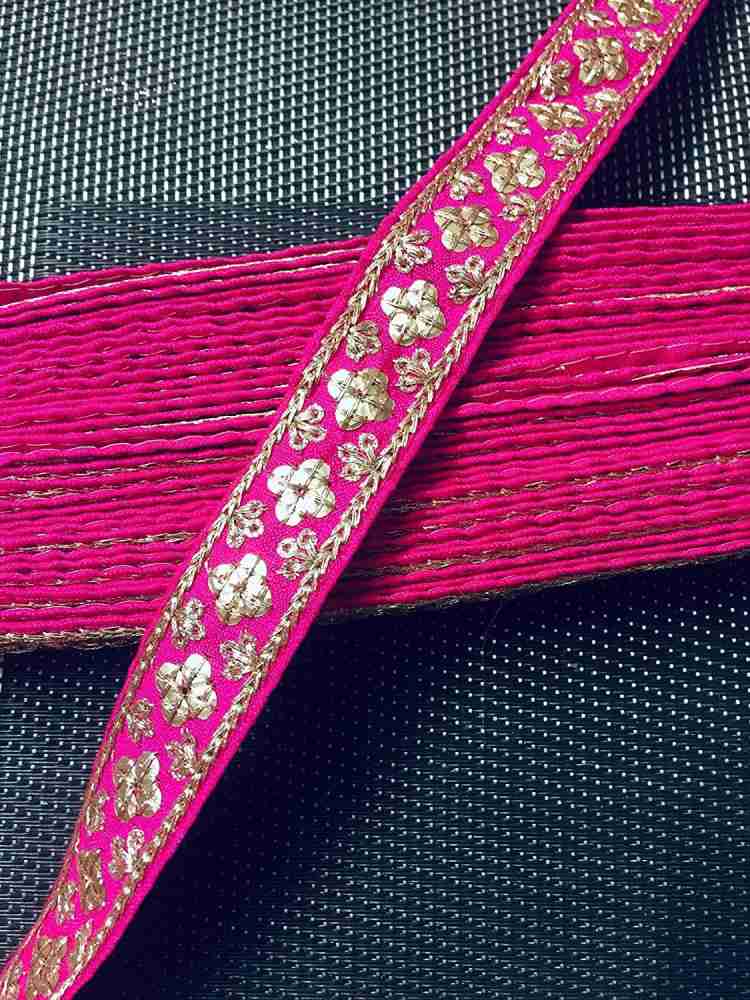 Eerafashionicing 9 mtr Dark Pink Laces Border for Dresses, Sarees
