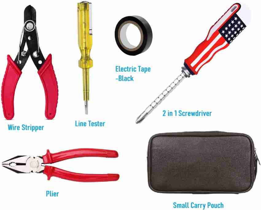 GSK Cut 5 in1 Home Tool Kit Set Electrical Repair Tools Plier Screwdriver Line Tester Electrical Tape Wire Cutter with Carry Case Hand Tool Kit Price in India Buy GSK Cut