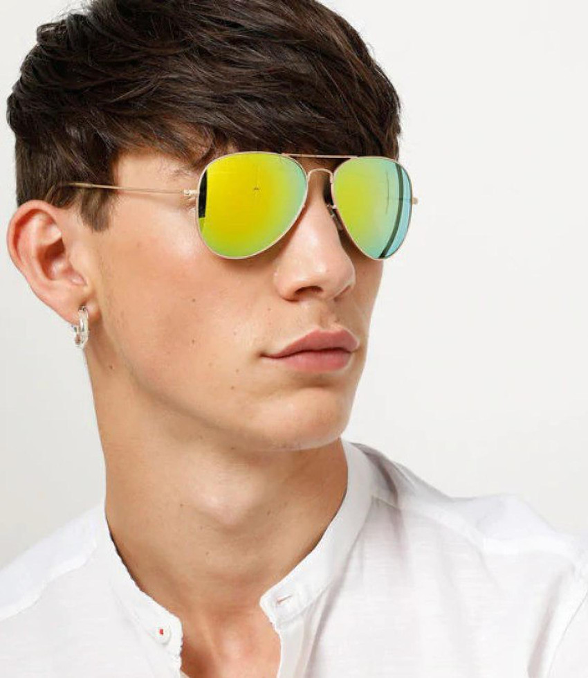 Yellow aviator sunglasses india deals
