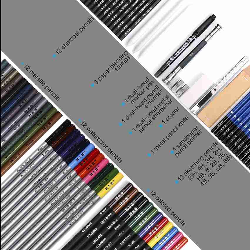 MARKART Professional Charcoal Pencils Drawing Set 10 Pieces Colour Charcoal  P