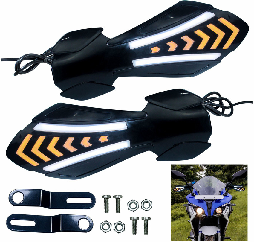 Miwings Motorcycle Hand Guard with LED Light Universal Bike Handle Protector Shield Handlebar Protection Gear Handlebar Hand Guard Universal For