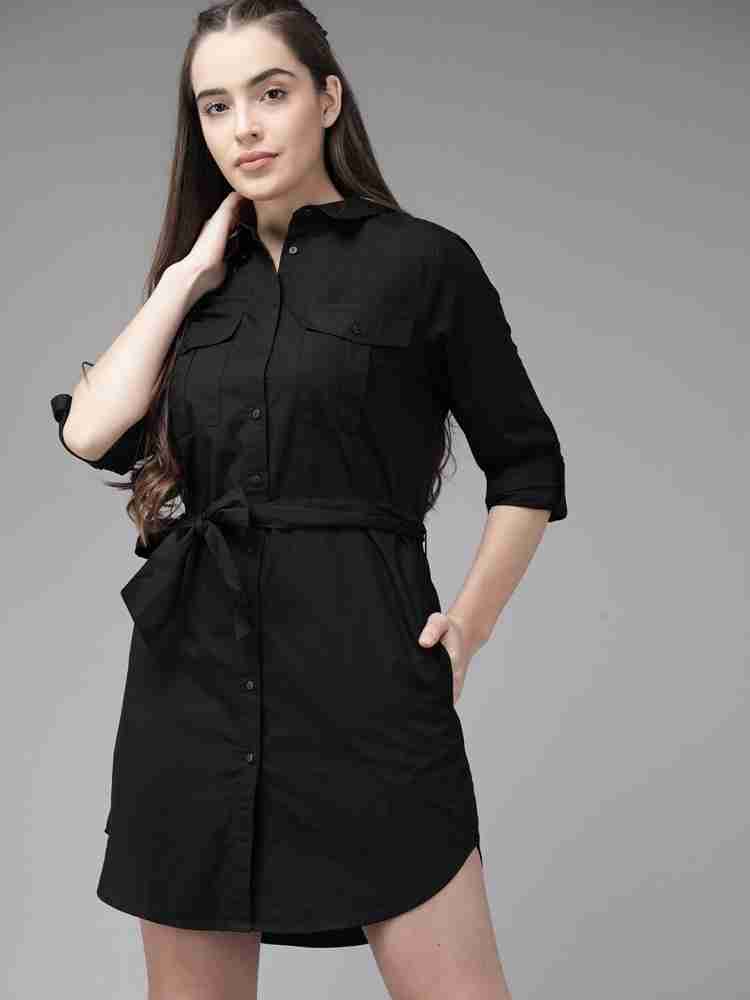 Roadster Women Shirt Black Dress Buy Roadster Women Shirt Black Dress Online at Best Prices in India Flipkart