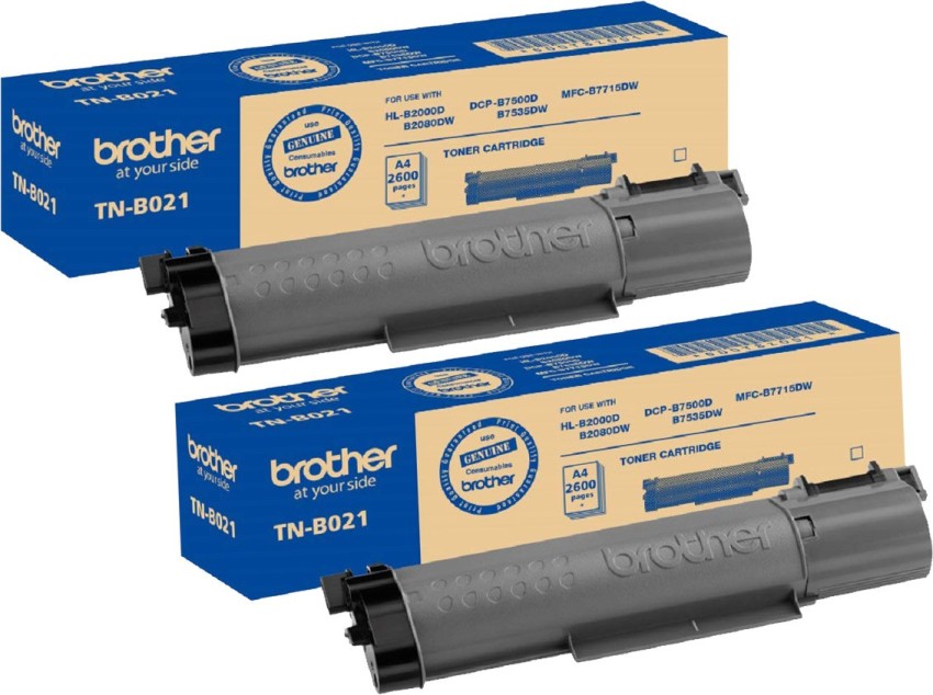 brother TN-B021 Toner Cartridge for Brother HL-B2000D, Brother HL-B2080DW,  Brother DCP-B7500D, Brother DCP-B7535DW, Brother MFC-B7715DW Printers Black  - Twin Pack Ink Cartridge - brother 