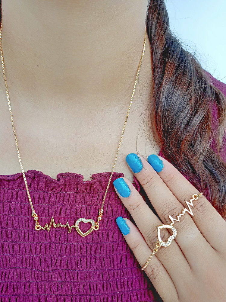 Heartbeat bling shop gold necklace paparazzi